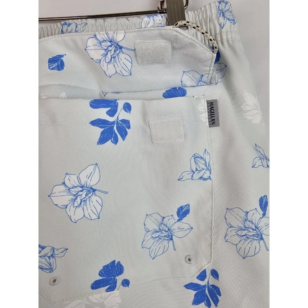 Magellan Men's Swim Trunks Size XL Blue Floral Fish Gear Swimsuit Shorts